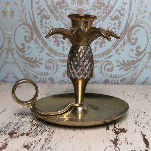 Vintage Brass Pineapple Candle Holder